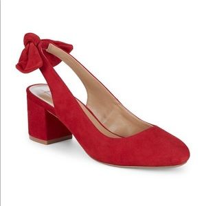 Saks Fifth Avenue Red Suede Block Heels Size 9